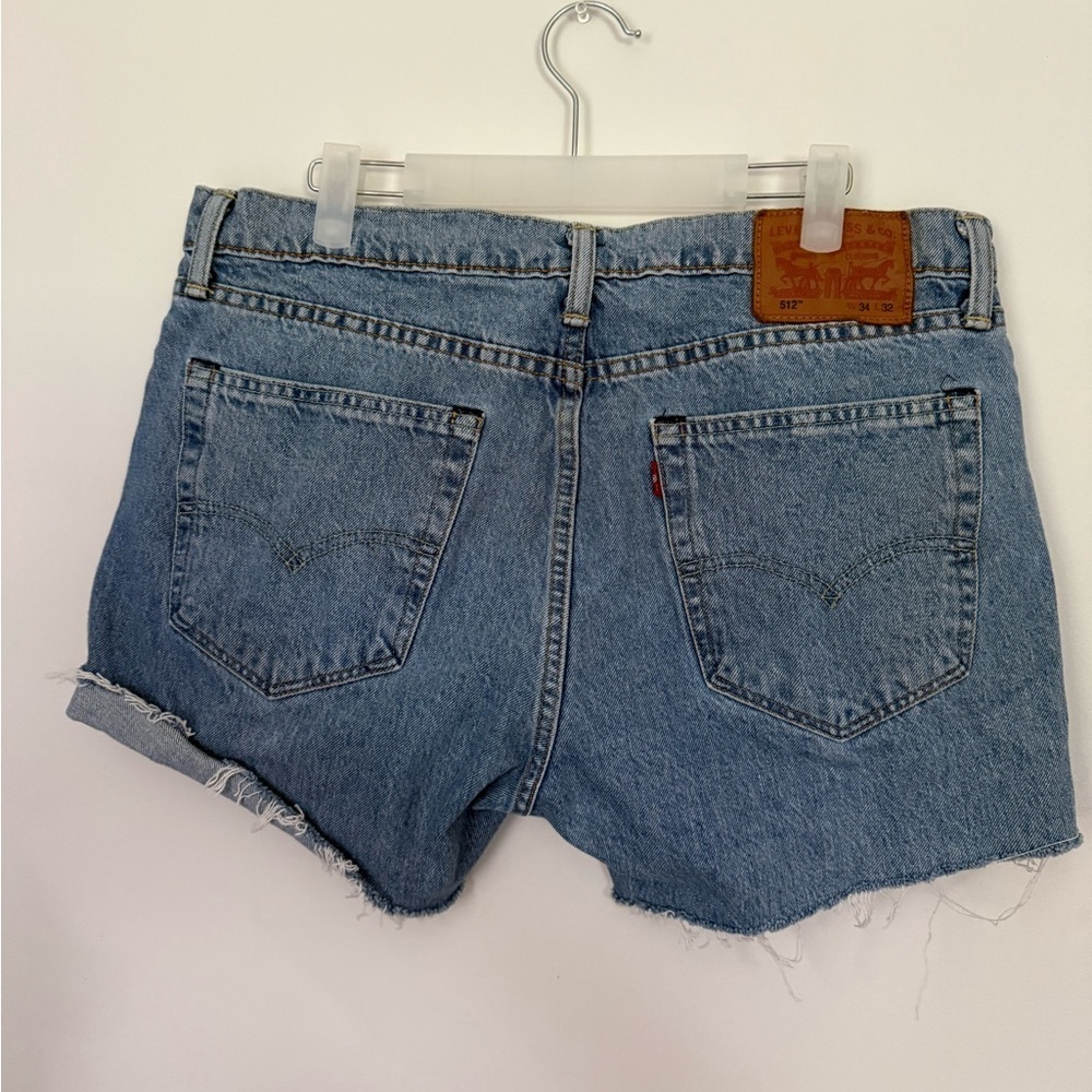 Levi's 512 Cut Off Denim Shorts Mens Womens Frayed Size 34” Waist - Picture 7 of 7